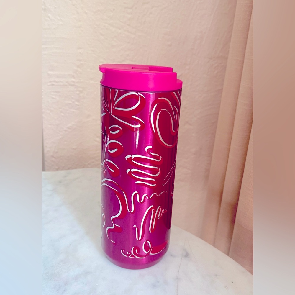 Starbucks 2023 Holiday Edition Hot Pink Ribbon Insulated Tumbler 12 oz
